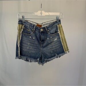 some dark jean shorts